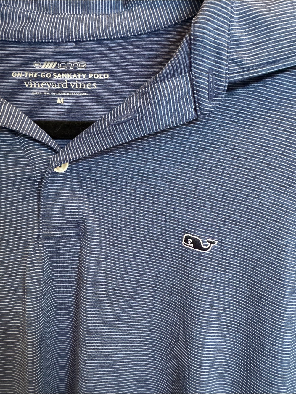Vineyard Vines Men’s Navy and White Striped Polo